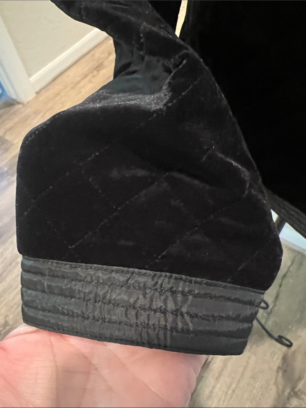 MSK Classic Quilted Black Velvet Jacket with Gray Trim - Picture 3 of 6